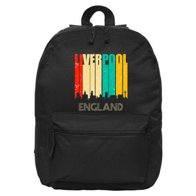 Liverpool England United Kingdom Retro City Skyline 16 in Basic Backpack