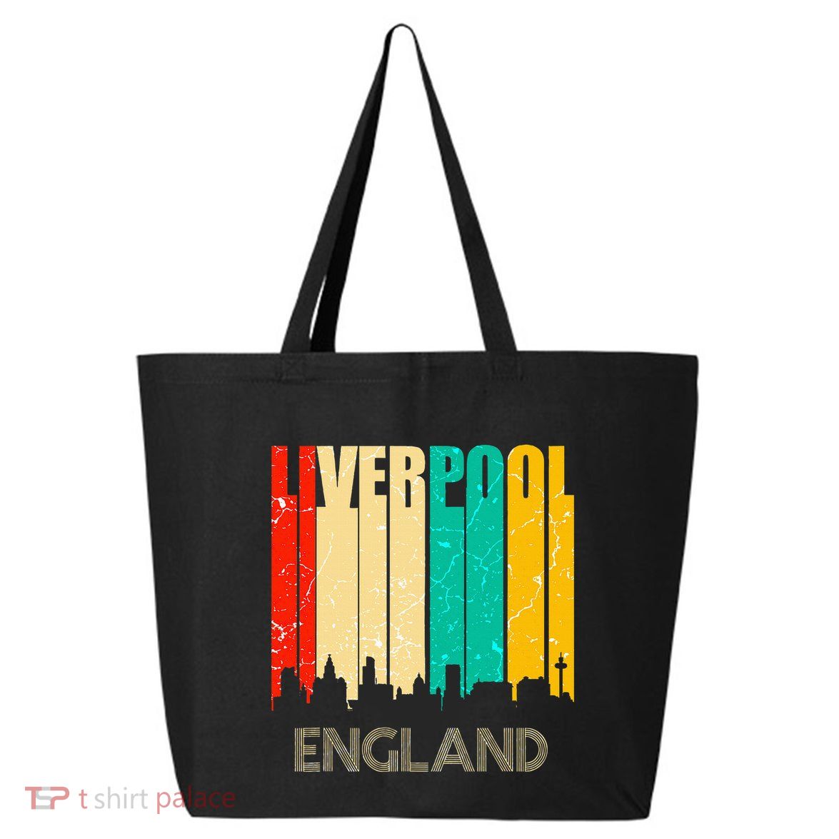 Liverpool England United Kingdom Retro City Skyline 25L Jumbo Tote