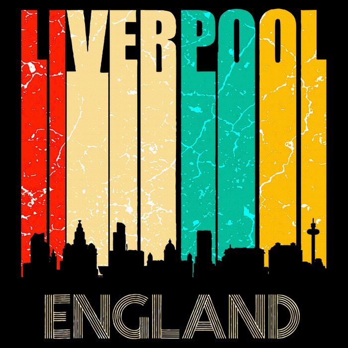 Liverpool England United Kingdom Retro City Skyline Womens Tank Top