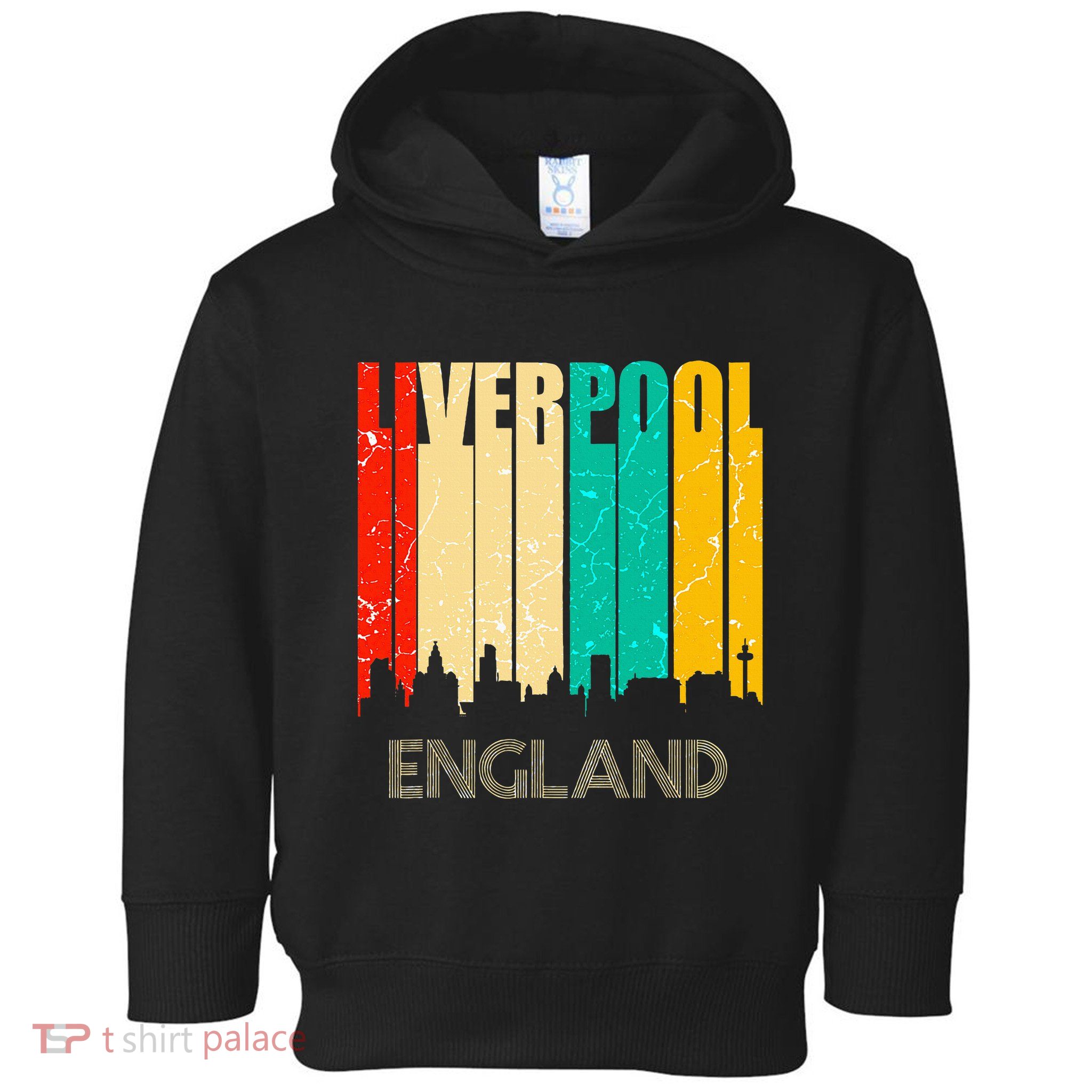 Liverpool England United Kingdom Retro City Skyline Toddler Hoodie