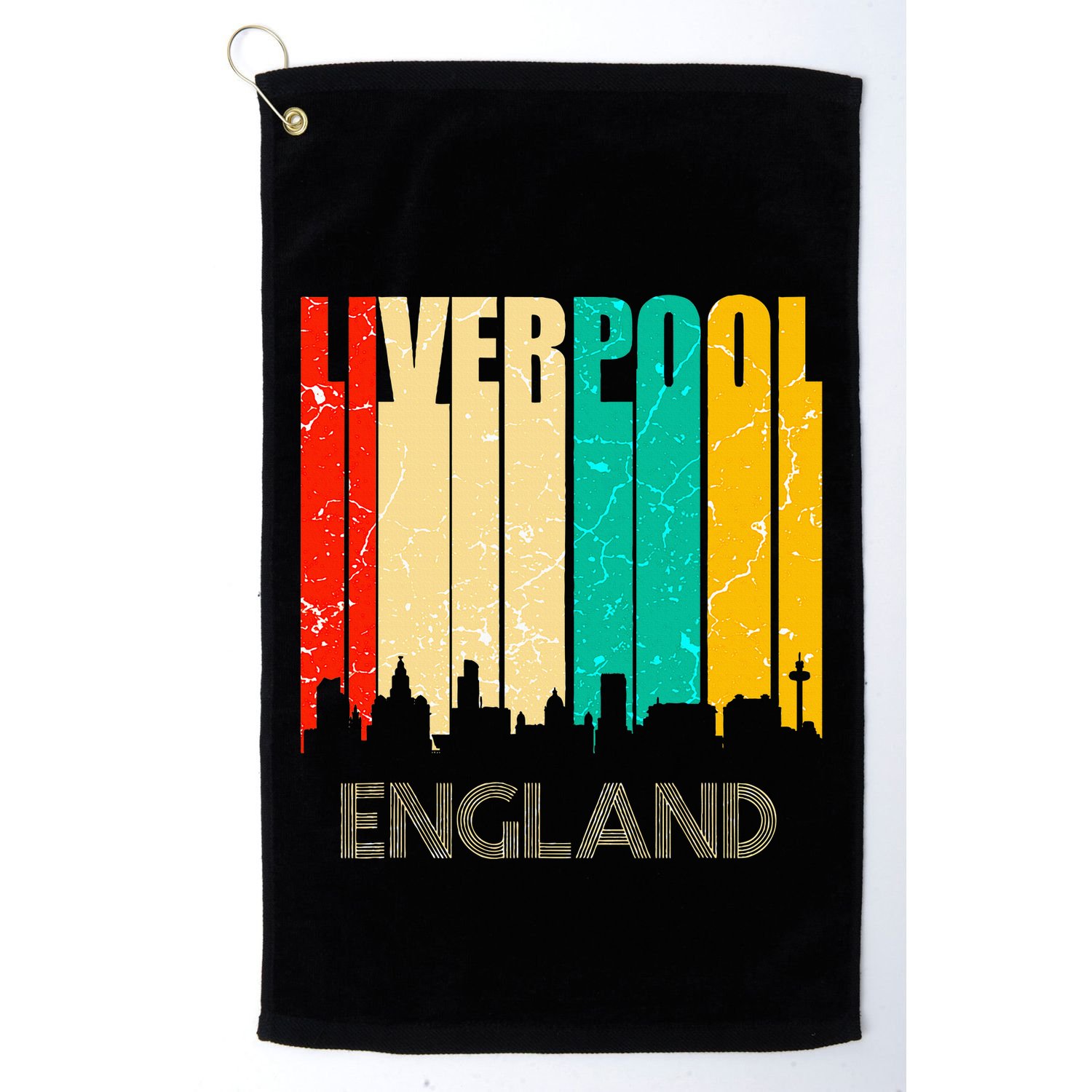 Liverpool England United Kingdom Retro City Skyline Golf Towel