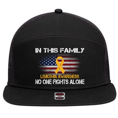 Leukemia No One Fights Alone 7 Panel Mesh Trucker Snapback Hat