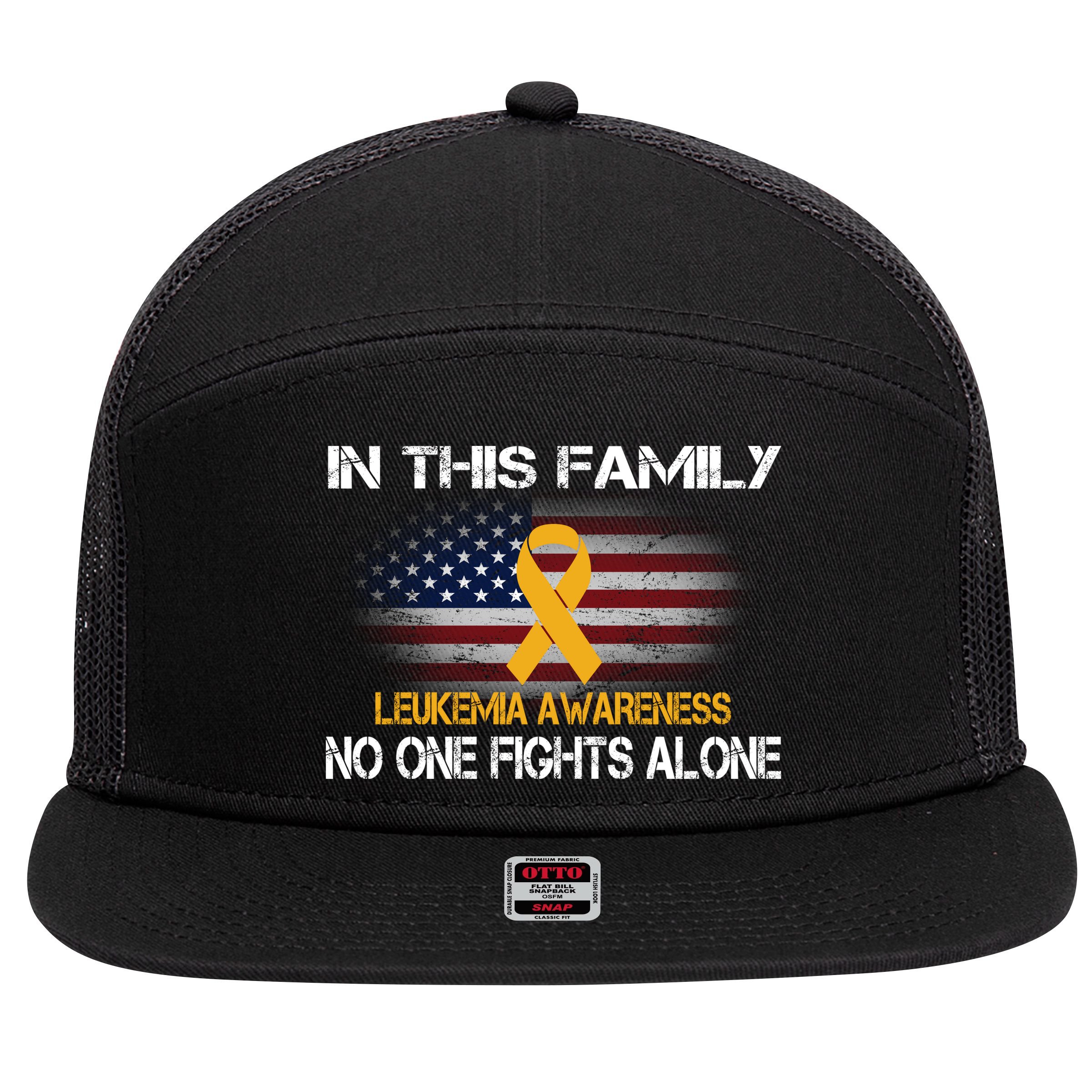 Leukemia No One Fights Alone 7 Panel Mesh Trucker Snapback Hat