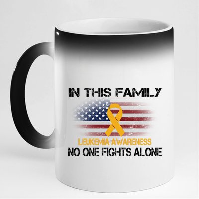 Leukemia No One Fights Alone 11oz Black Color Changing Mug