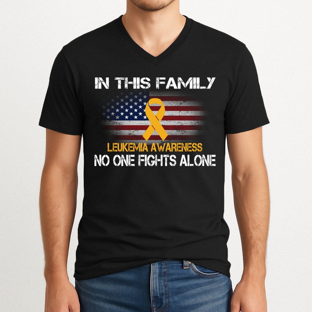 Leukemia No One Fights Alone V-Neck T-Shirt