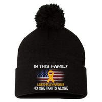 Leukemia No One Fights Alone Pom Pom 12in Knit Beanie