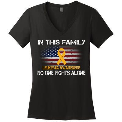 Leukemia No One Fights Alone Women's V-Neck T-Shirt