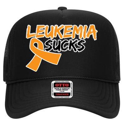 Leukemia Sucks High Crown Mesh Back Trucker Hat