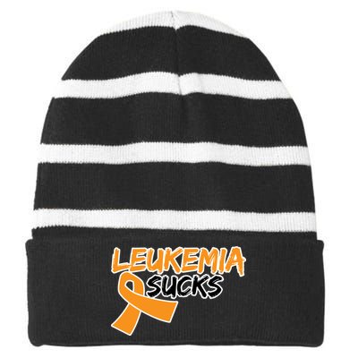 Leukemia Sucks Striped Beanie with Solid Band