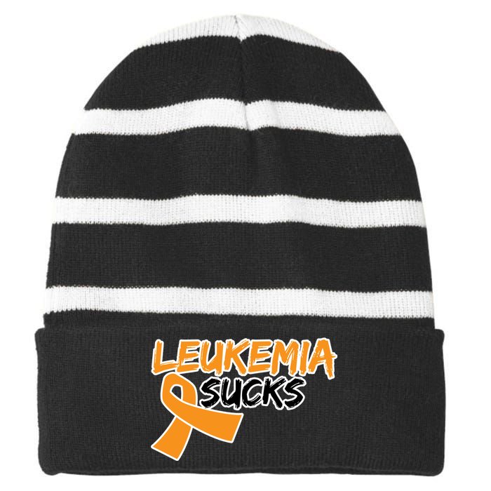 Leukemia Sucks Striped Beanie with Solid Band