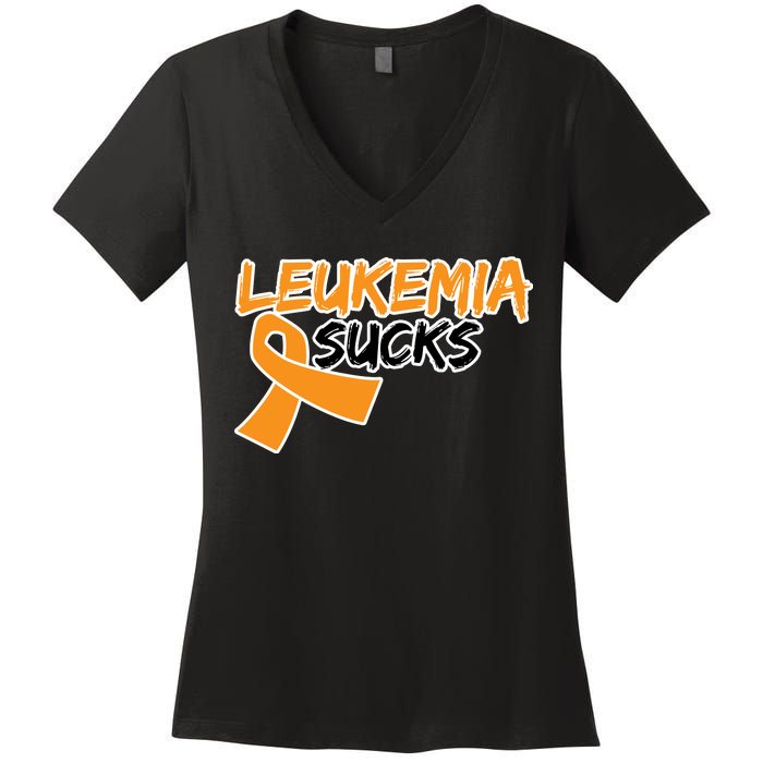 Leukemia Sucks Women's V-Neck T-Shirt