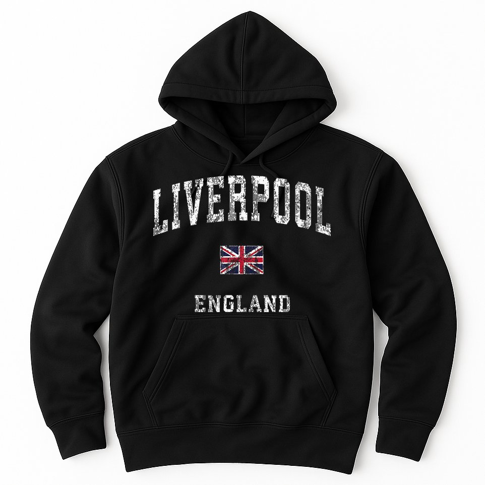 Liverpool England Vintage Athletic Sports Design Hoodie