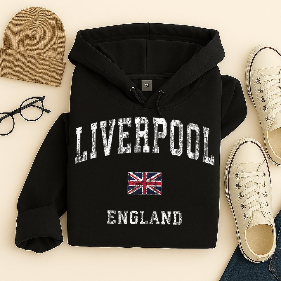 Liverpool England Vintage Athletic Sports Design Hoodie