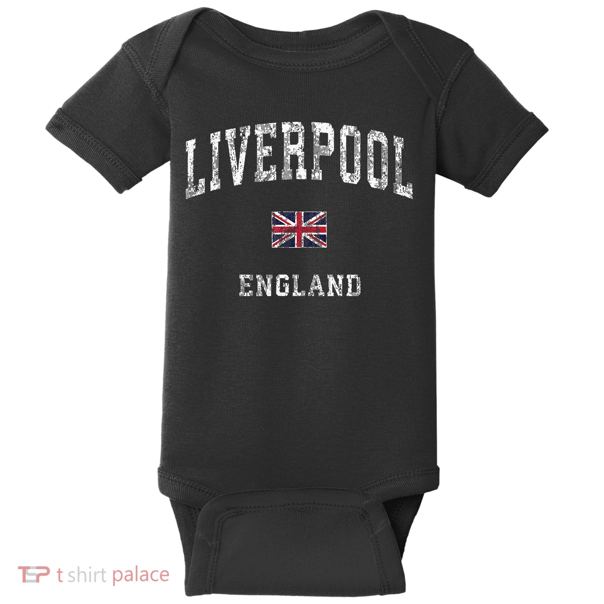 Liverpool England Vintage Athletic Sports Design Baby Bodysuit