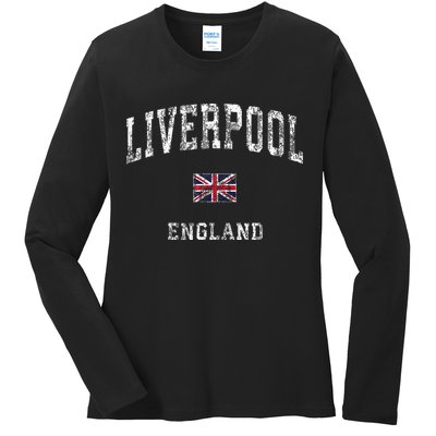 Liverpool England Vintage Athletic Sports Design Ladies Long Sleeve Shirt