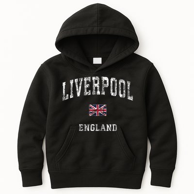 Liverpool England Vintage Athletic Sports Design Kids Hoodie