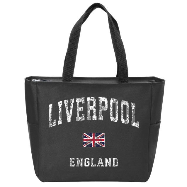 Liverpool England Vintage Athletic Sports Design Zip Tote Bag