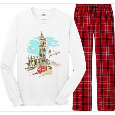 London England Vintage Retro Souvenir Travel Love London Long Sleeve Pajama Set