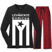 Levantate Boricua Flag Ricky Renuncia Women's Long Sleeve Flannel Pajama Set 