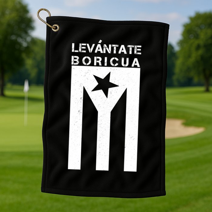 Levantate Boricua Flag Ricky Renuncia Golf Towel