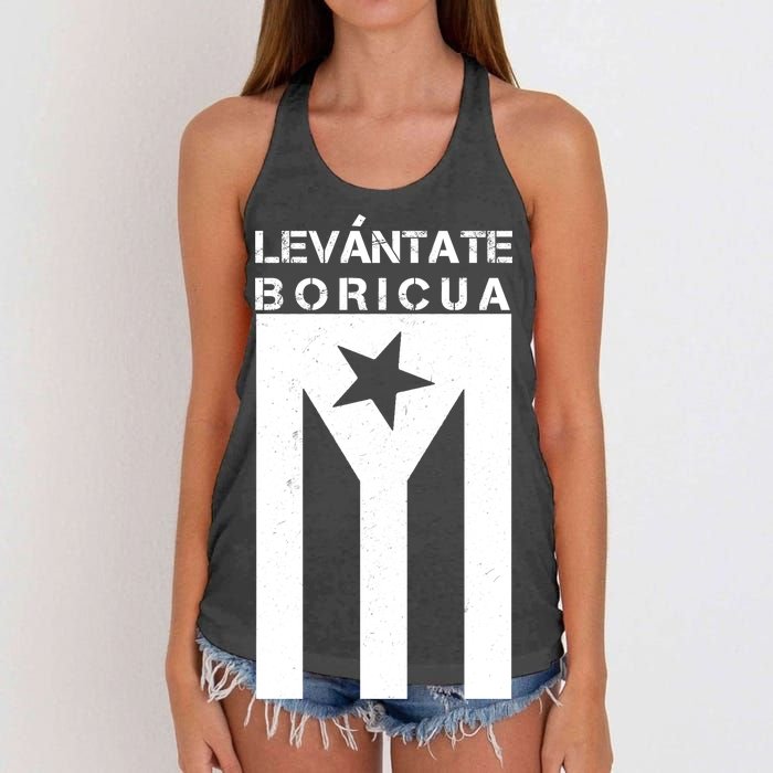 Levantate Boricua Flag Ricky Renuncia Women's Knotted Racerback Tank