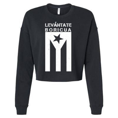 Levantate Boricua Flag Ricky Renuncia Cropped Pullover Crew