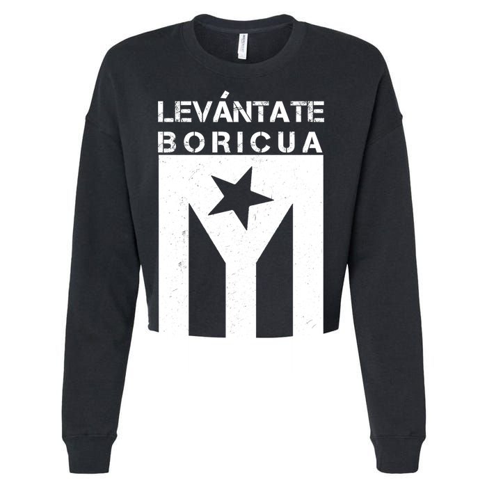 Levantate Boricua Flag Ricky Renuncia Cropped Pullover Crew