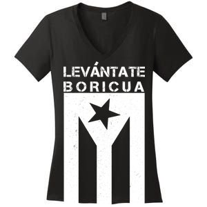 Levantate Boricua Flag Ricky Renuncia Women's V-Neck T-Shirt