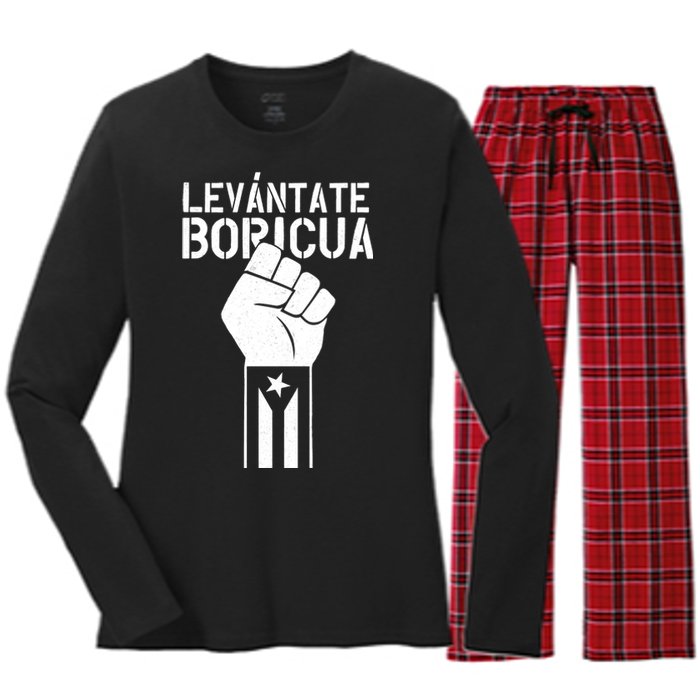 Levantate Boricua Ricky Renuncia Puerto Rico Women's Long Sleeve Flannel Pajama Set 