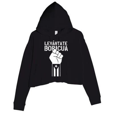 Levantate Boricua Ricky Renuncia Puerto Rico Crop Fleece Hoodie