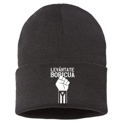 Levantate Boricua Ricky Renuncia Puerto Rico Sustainable Knit Beanie