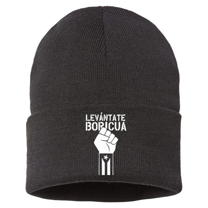 Levantate Boricua Ricky Renuncia Puerto Rico Sustainable Knit Beanie