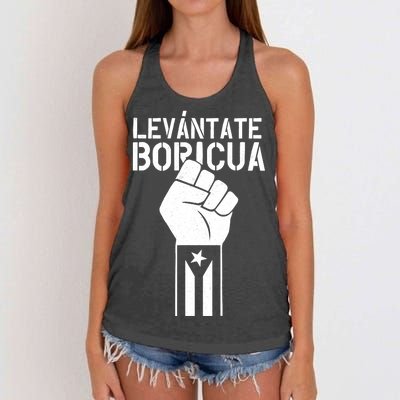 Levantate Boricua Ricky Renuncia Puerto Rico Women's Knotted Racerback Tank