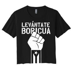 Levantate Boricua Ricky Renuncia Puerto Rico Women's Crop Top Tee