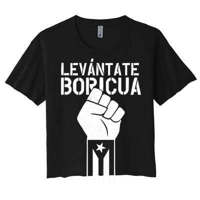 Levantate Boricua Ricky Renuncia Puerto Rico Women's Crop Top Tee