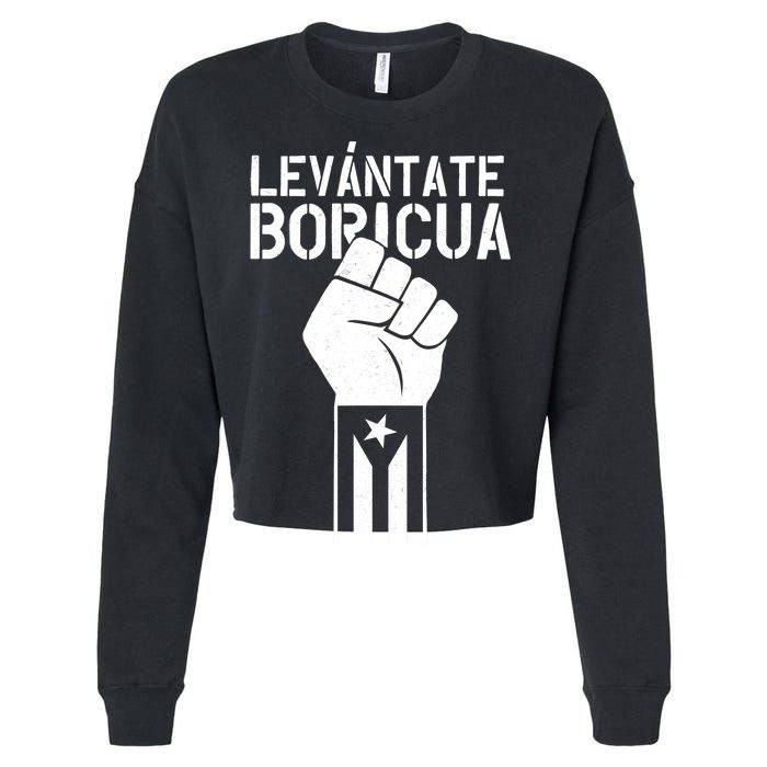 Levantate Boricua Ricky Renuncia Puerto Rico Cropped Pullover Crew