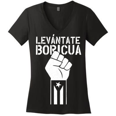 Levantate Boricua Ricky Renuncia Puerto Rico Women's V-Neck T-Shirt