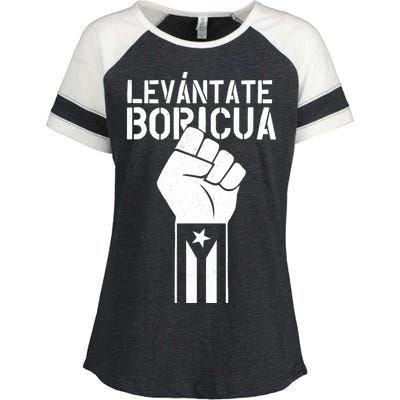 Levantate Boricua Ricky Renuncia Puerto Rico Enza Ladies Jersey Colorblock Tee