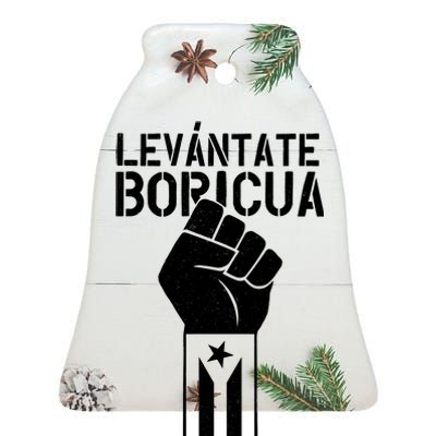 Levantate Boricua Ricky Renuncia Puerto Rico Ceramic Bell Ornament