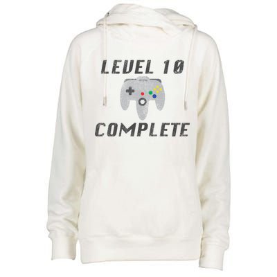 Level 10 Complete 10th Birthday Womens Funnel Neck Pullover Hood