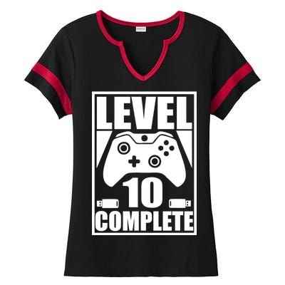 Level 10 Complete Video Gamer 10th Birthday Ladies Halftime Notch Neck Tee