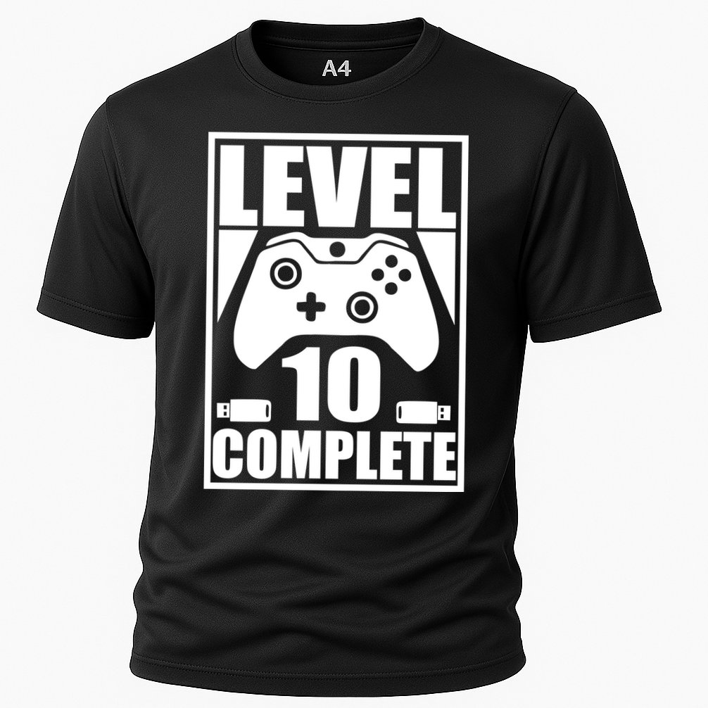 Level 10 Complete Video Gamer 10th Birthday Cooling Performance Crew T-Shirt