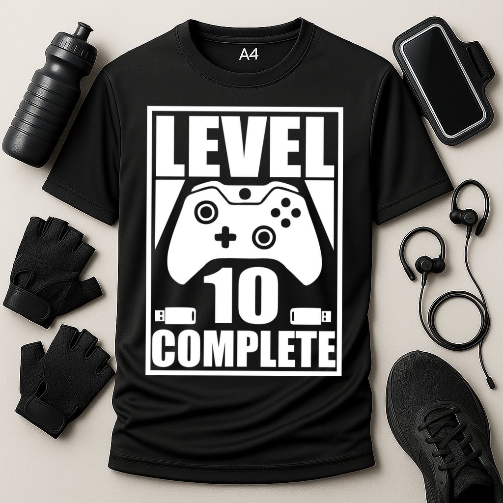 Level 10 Complete Video Gamer 10th Birthday Cooling Performance Crew T-Shirt