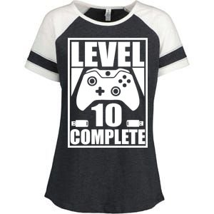 Level 10 Complete Video Gamer 10th Birthday Enza Ladies Jersey Colorblock Tee