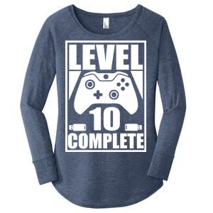 Level 10 Complete Video Gamer 10th Birthday Women's Perfect Tri Tunic Long Sleeve Shirt