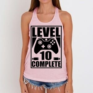 Level 10 Complete Video Gamer 10th Birthday Women's Knotted Racerback Tank