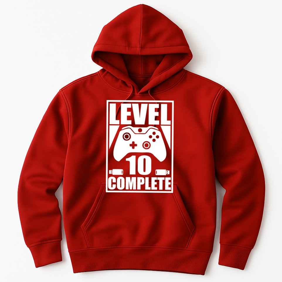 Level 10 Complete Video Gamer 10th Birthday Hoodie