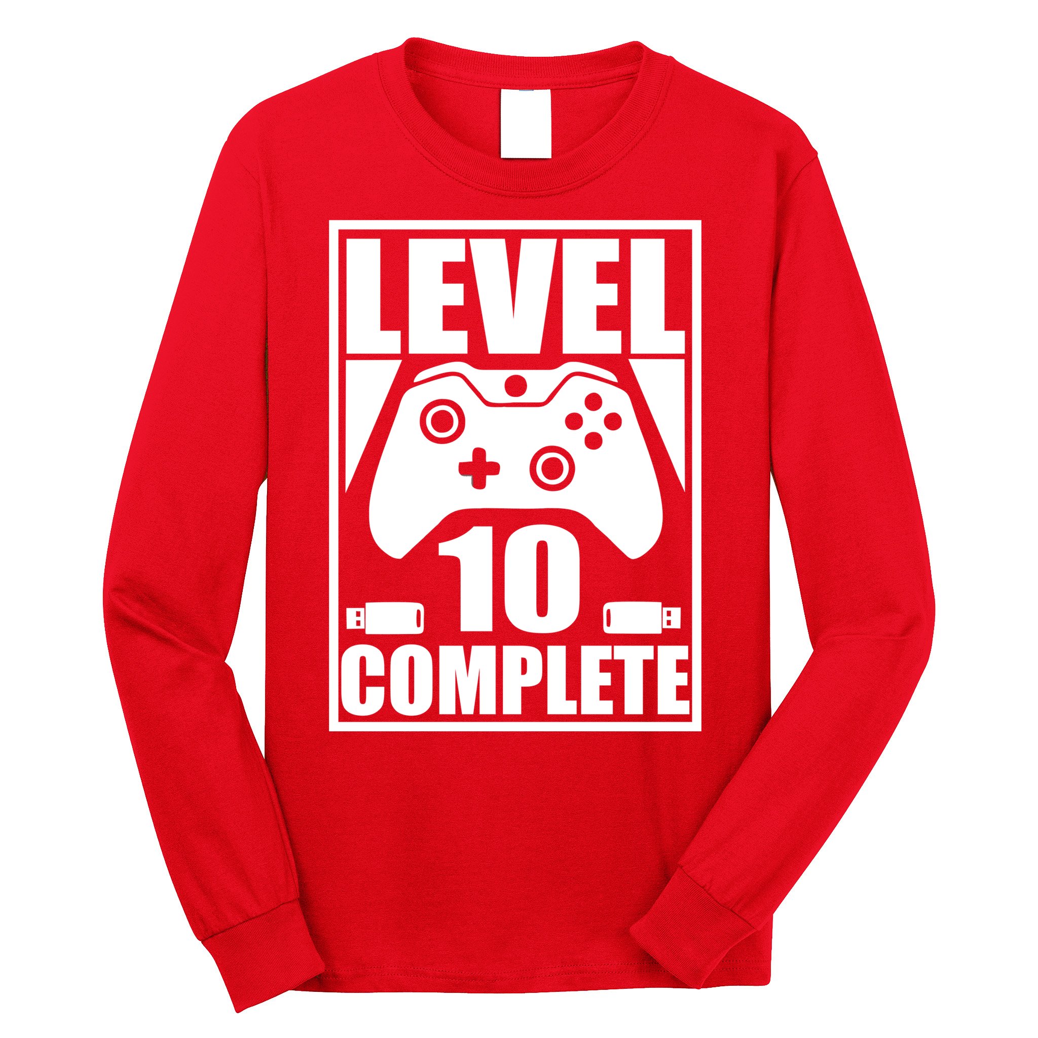 Level 10 Complete Video Gamer 10th Birthday Long Sleeve Shirt