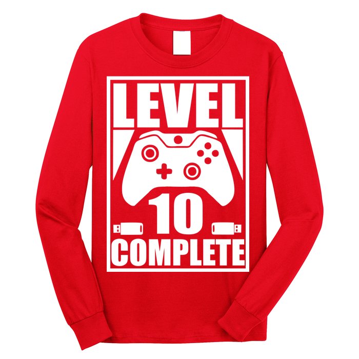 Level 10 Complete Video Gamer 10th Birthday Long Sleeve Shirt