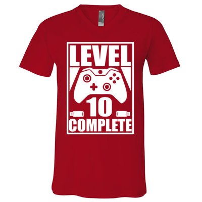 Level 10 Complete Video Gamer 10th Birthday V-Neck T-Shirt